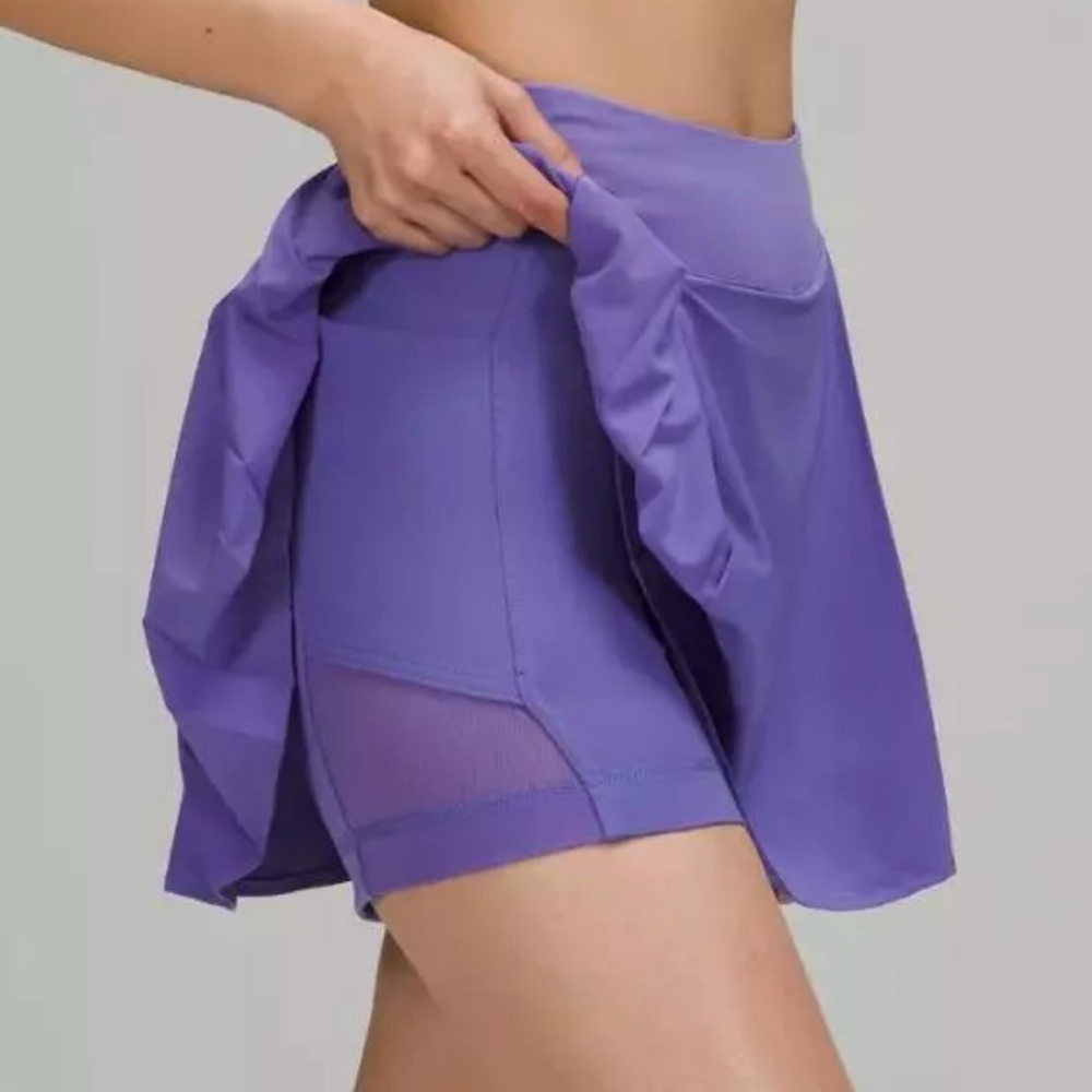 Lululemon Side Pleat HR Hi-Rise Purple Skirt Skort Pockets 8 Charged Indigo - Picture 6 of 7